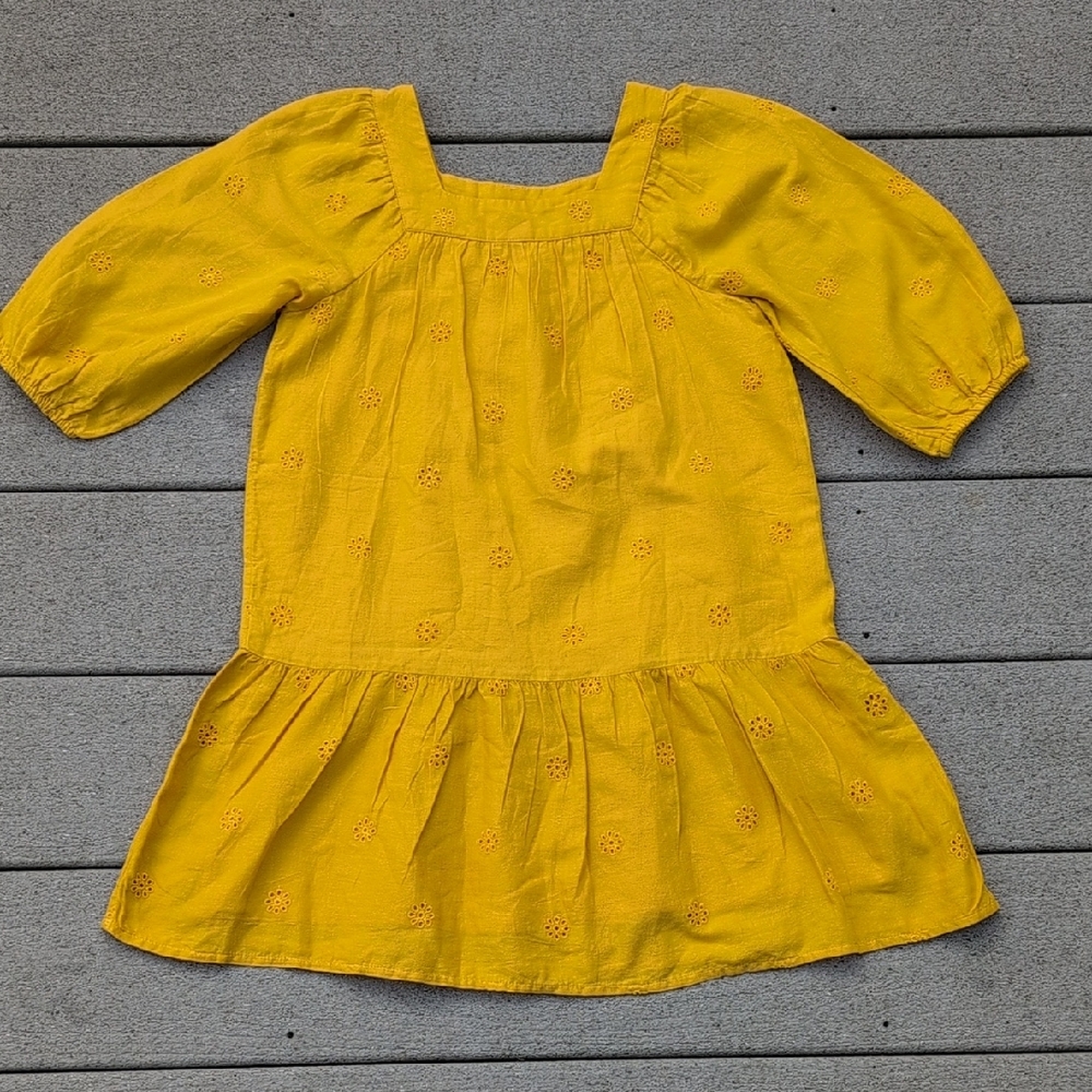 Cat & Jack Mustard Yellow Dress | Cat & Jack 3/4 Sleeve Embroidered Dress